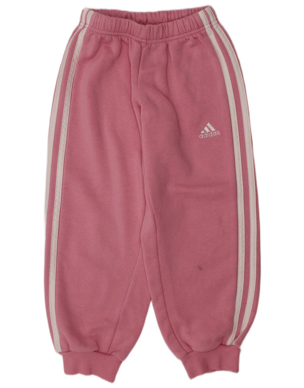 ADIDAS Girls Tracksuit Trousers Joggers 5-6 Years  Pink Cotton