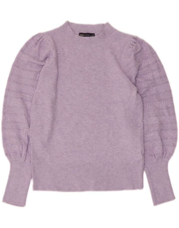 Suéter feminino Marks & Spencer com gola redonda e viscose roxa pequena Reino Unido 10