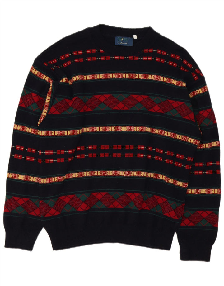 Suéter masculino ONE WAY com gola redonda e pequeno geométrico multicolorido