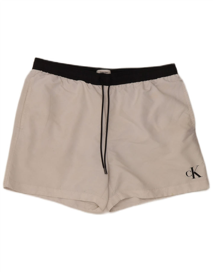 Shorts de natação masculino Calvin Klein XL poliéster branco