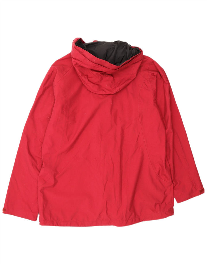 Jaqueta de chuva feminina com capuz Jack Wolfskin Reino Unido 14/16 grande poliamida vermelha