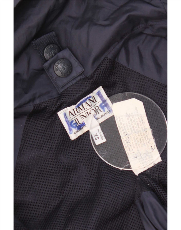 Jaqueta de chuva com capuz para meninos Armani 10-11 anos XS azul marinho poliéster