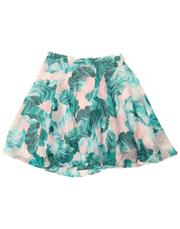 Saia feminina GUESS A-Line UK 12 Médio W28 Azul Floral Poliéster