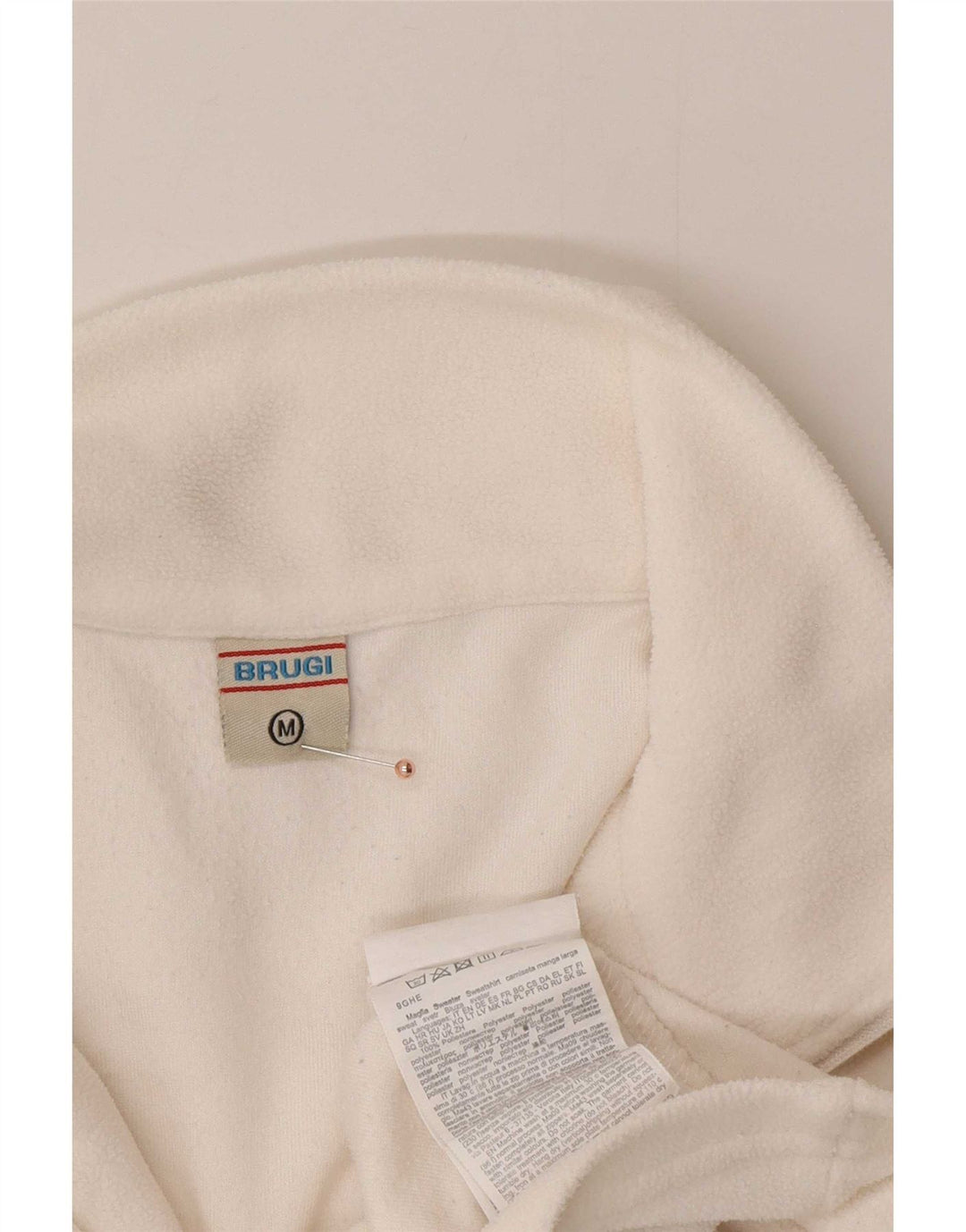 Suéter de lã feminino Brugi com zíper e gola UK 14 poliéster branco médio