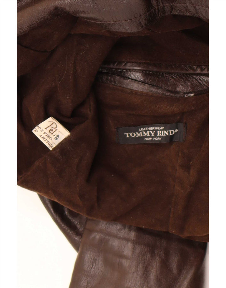 Jaqueta de couro masculina vintage IT 48 couro marrom médio