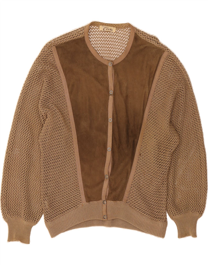 VINTAGE Womens Crochet Cardigan Sweater IT 48 XL Beige Cotton Vintage Vintage and Second-Hand Vintage from Messina Hembry 
