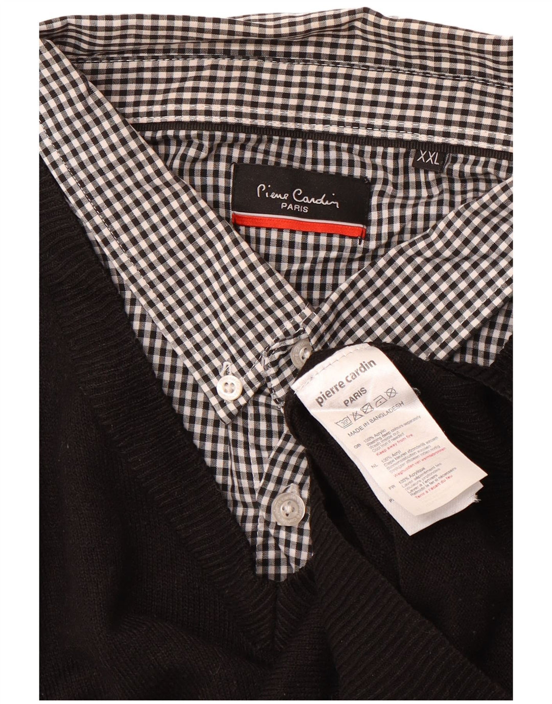 PIERRE CARDIN Suéter masculino com decote em V 2XL acrílico preto