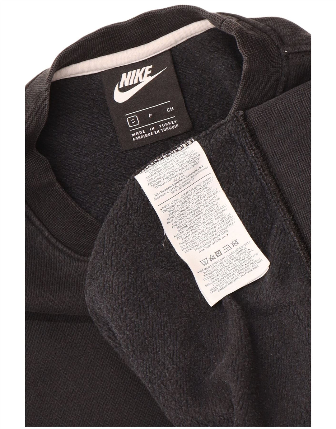 NIKE Mens Loose Fit Moletom Jumper Pequeno Algodão Preto