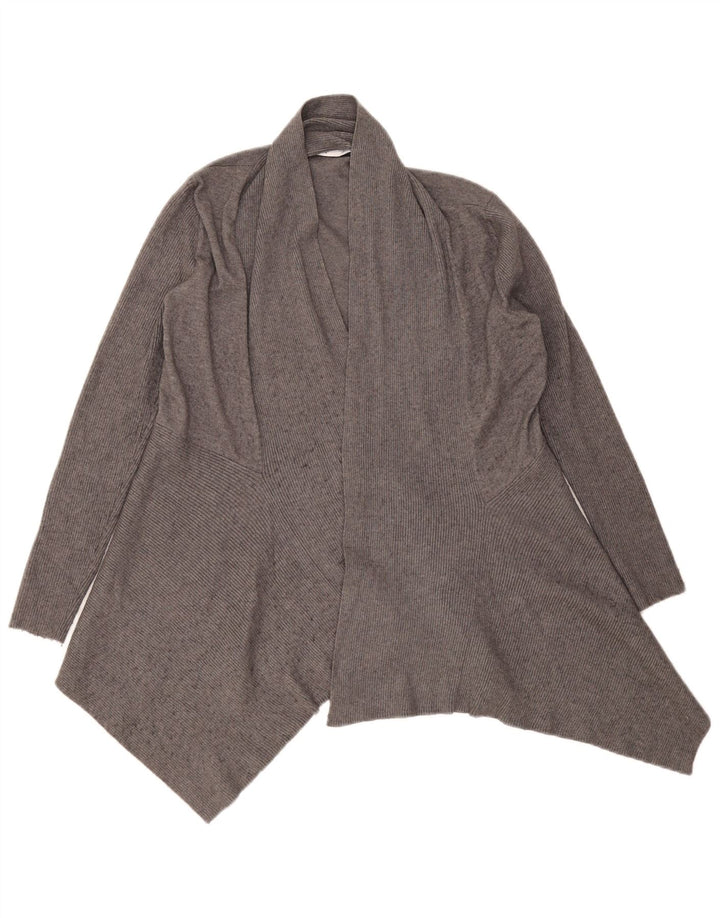 Suéter cardigã aberto assimétrico feminino Zara Reino Unido 12 viscose cinza médio