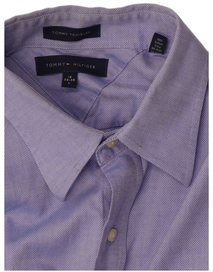 Camisa masculina Tommy Hilfiger tamanho 16 grande algodão azul
