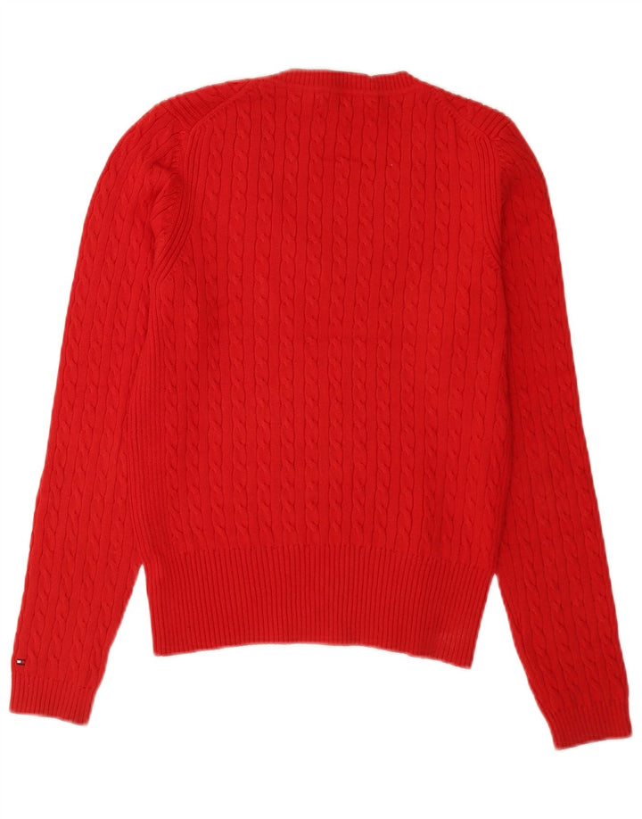 Suéter feminino Tommy Hilfiger regular fit com decote em V Reino Unido 12 médio vermelho