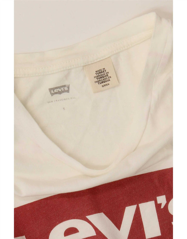 Camiseta feminina gráfica Levi's UK 10 pequena branca