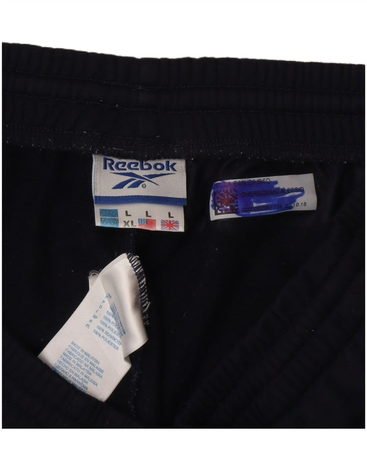 Calça de treino masculina Reebok grande poliéster azul marinho