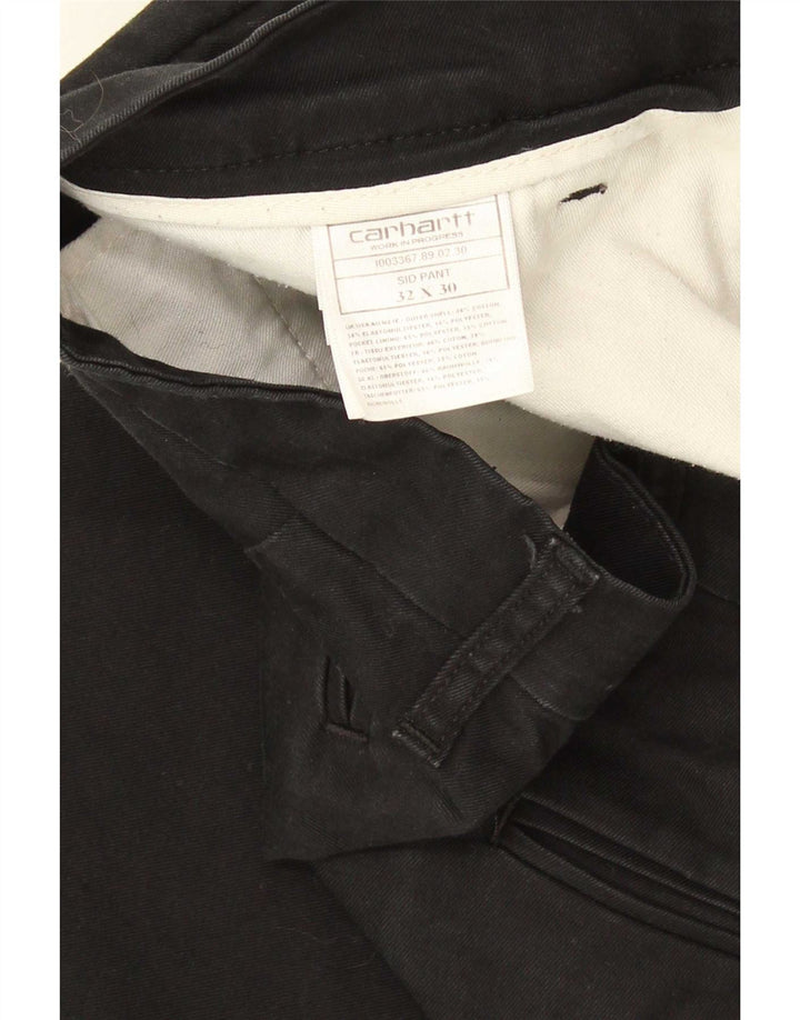 Carhartt Mens Sid Straight Chino Calças W32 L30 Algodão Preto