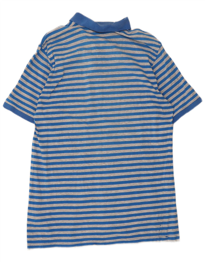 Camisa polo masculina Fila grande algodão listrado azul