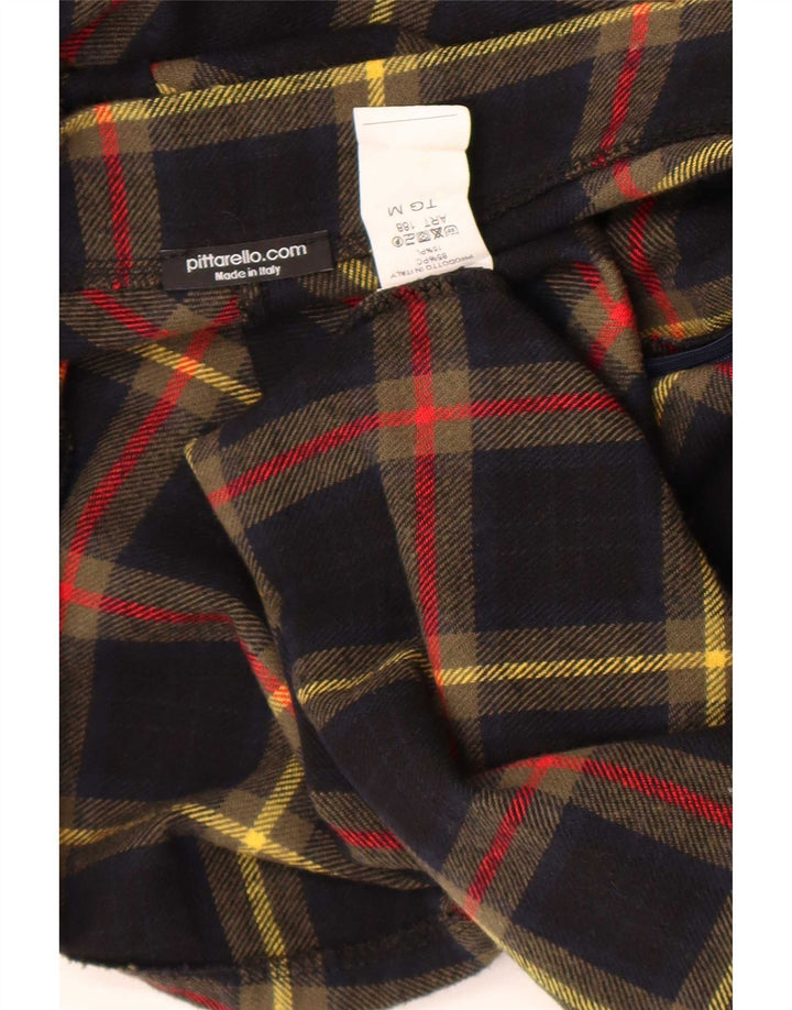 Saia feminina Pittarello A-Line médio W30 preto xadrez acrílico