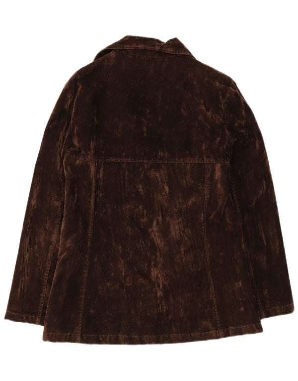 Jaqueta blazer feminina vintage de veludo com peito duplo Reino Unido 18 XL marrom rayon