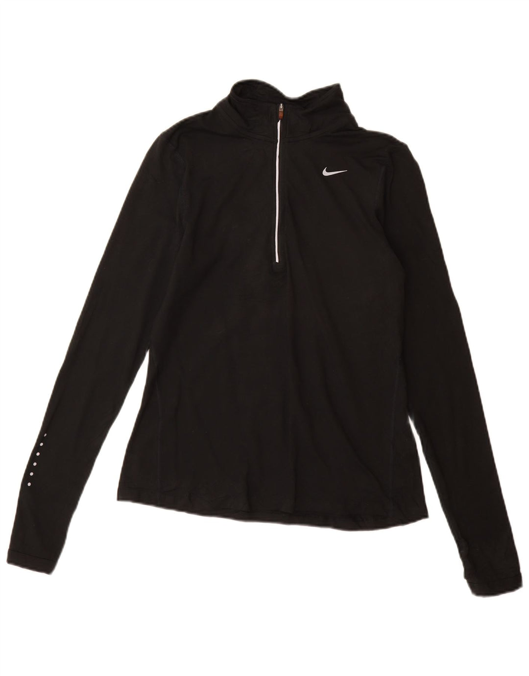 Nike Womens Dri Fit Zip Neck Pullover Treino Top Reino Unido 10 Pequeno Preto
