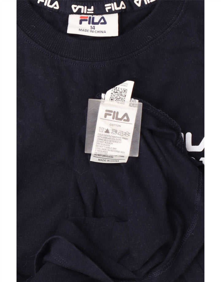 Fila Boys Graphic Top manga comprida 13-14 anos azul marinho algodão