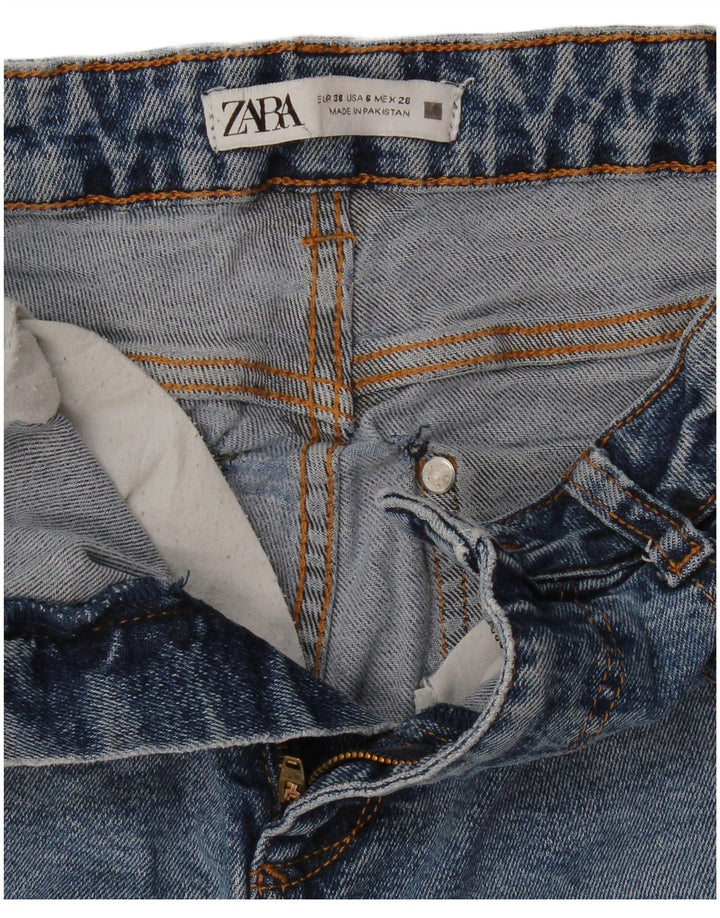 Zara Jeans feminino queimado EU 38 pequeno W28 L33 azul