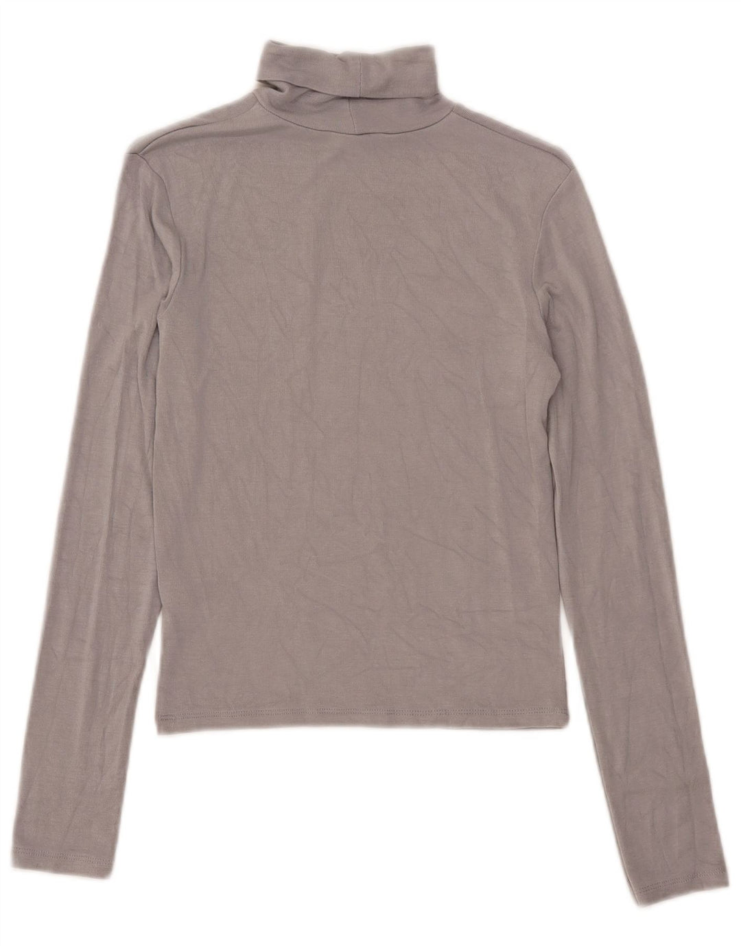 Zara Crop Top Feminino Manga Longa Reino Unido 12 Viscose Cinza Médio