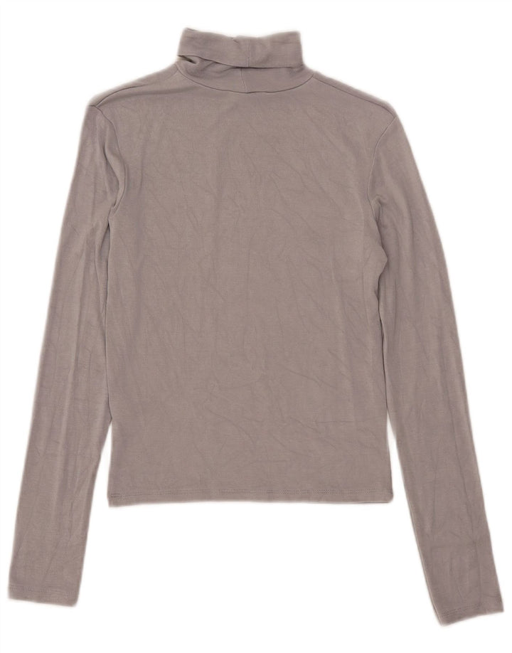 Zara Crop Top Feminino Manga Longa Reino Unido 12 Viscose Cinza Médio