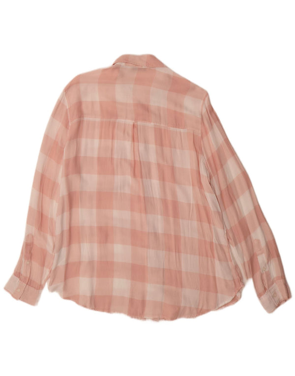 Camisa feminina de flanela Abercrombie & Fitch UK 18 XL rosa xadrez viscose