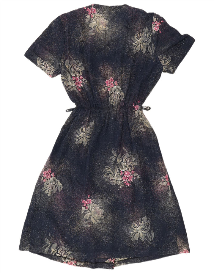 Conjunto feminino VINTAGE de 2 peças IT 50 XL azul marinho floral poliéster