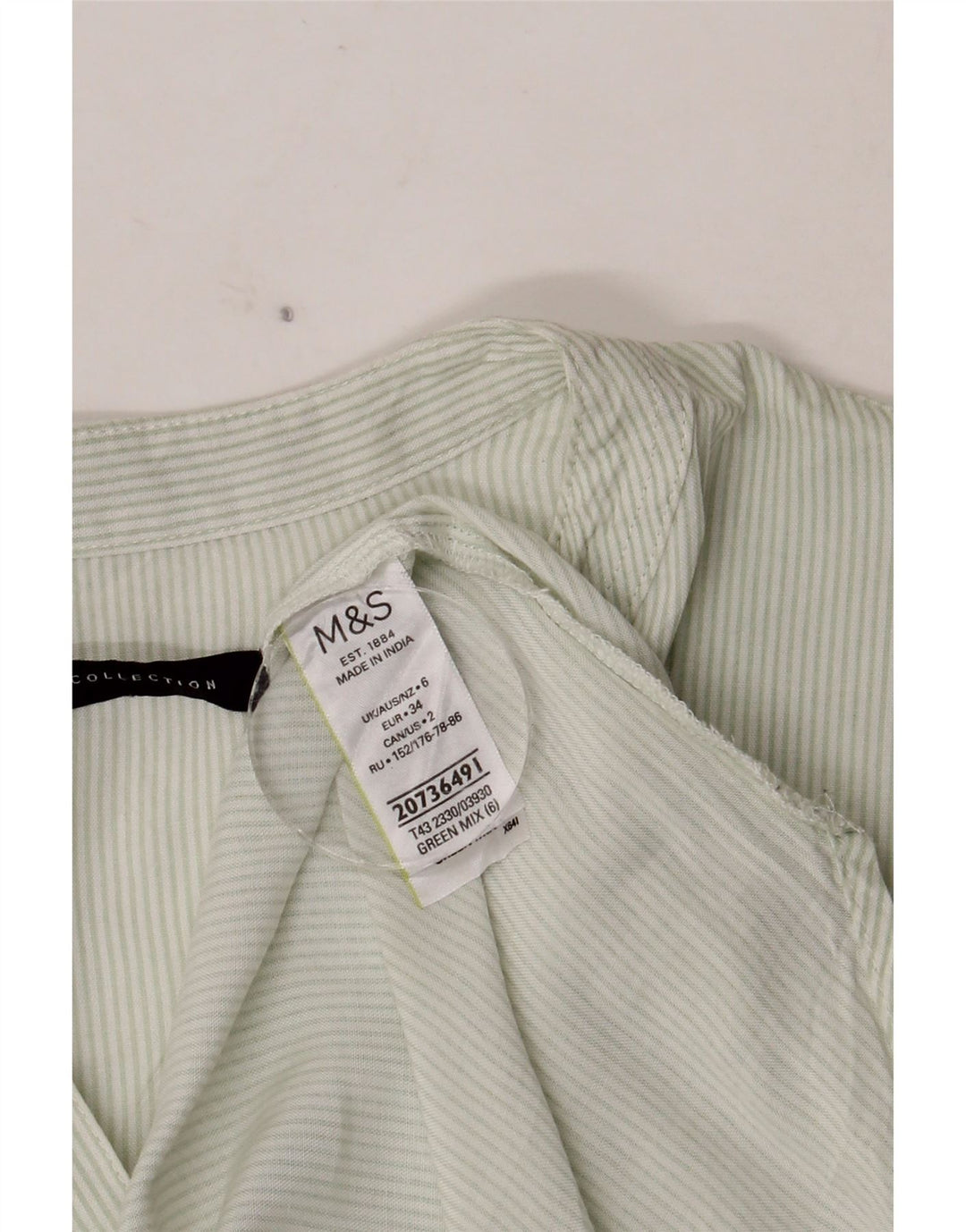 Pulôver feminino Marks & Spencer UK 6 XS verde risca de giz viscose