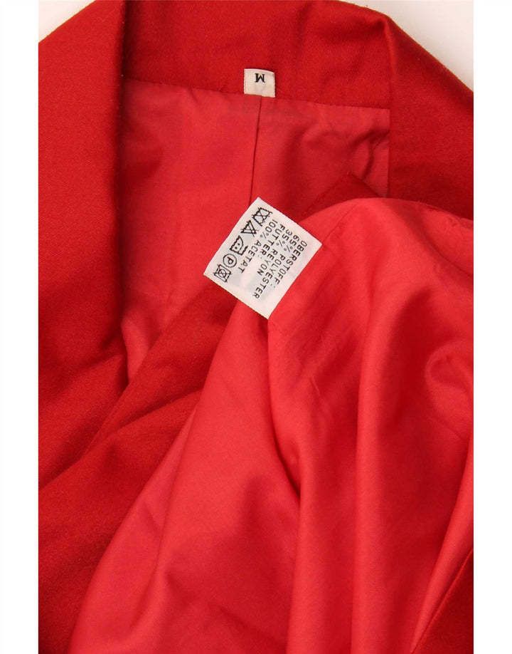 Jaqueta blazer feminina vintage longline com peito duplo Reino Unido 14 vermelho médio