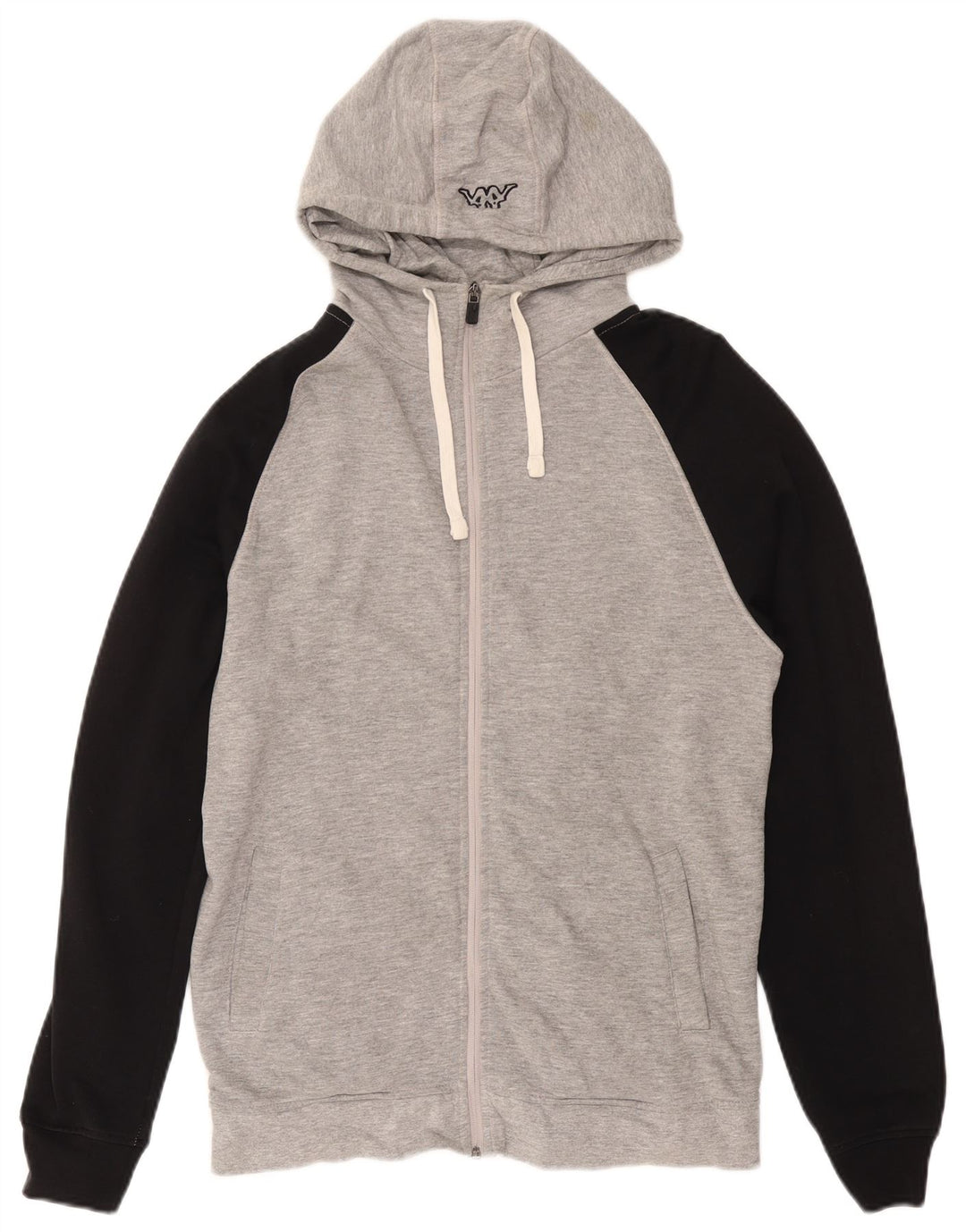 Suéter masculino KAPPA com capuz e zíper grande bloco colorido cinza