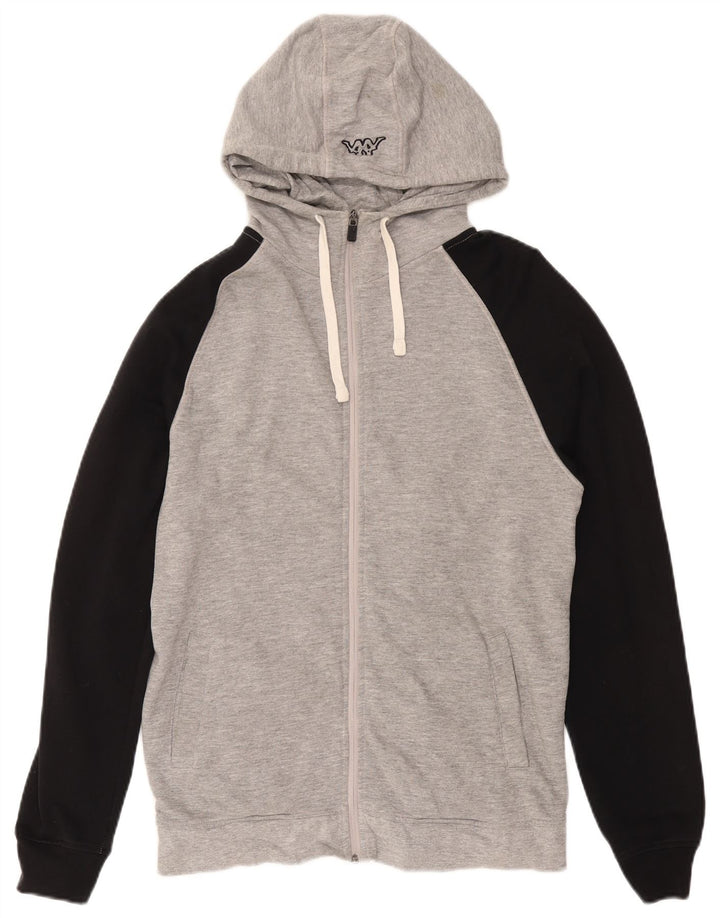 Suéter masculino KAPPA com capuz e zíper grande bloco colorido cinza