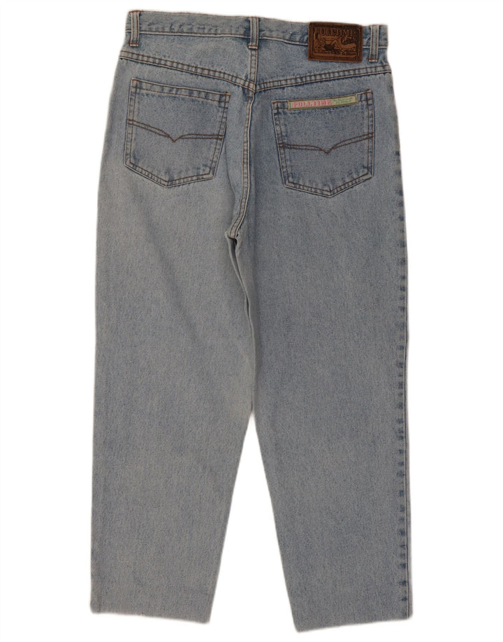 Jeans vintage feminino cortado cônico W32 L26 azul