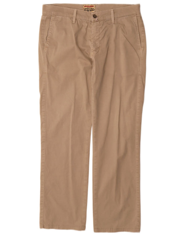 Calça Chino Masculina Pierre Cardin Reta W35 L32 Algodão Bege