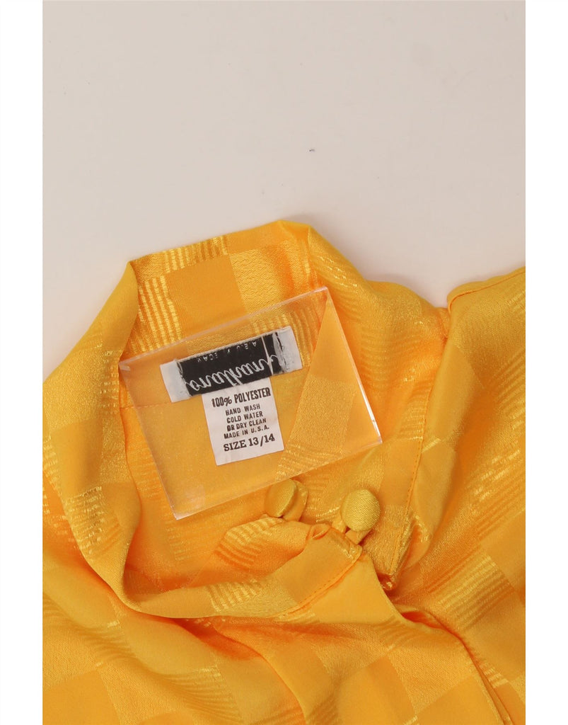 VINTAGE Womens Shirt Blouse UK 13/14 Medium Yellow Geometric Polyester Vintage Vintage and Second-Hand Vintage from Messina Hembry 