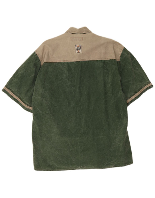 Camisa masculina de manga curta Martini Dry grande algodão colorblock verde