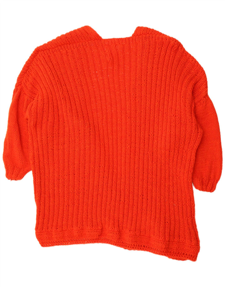 Suéter cardigã aberto grande vintage feminino Reino Unido 14 vermelho médio