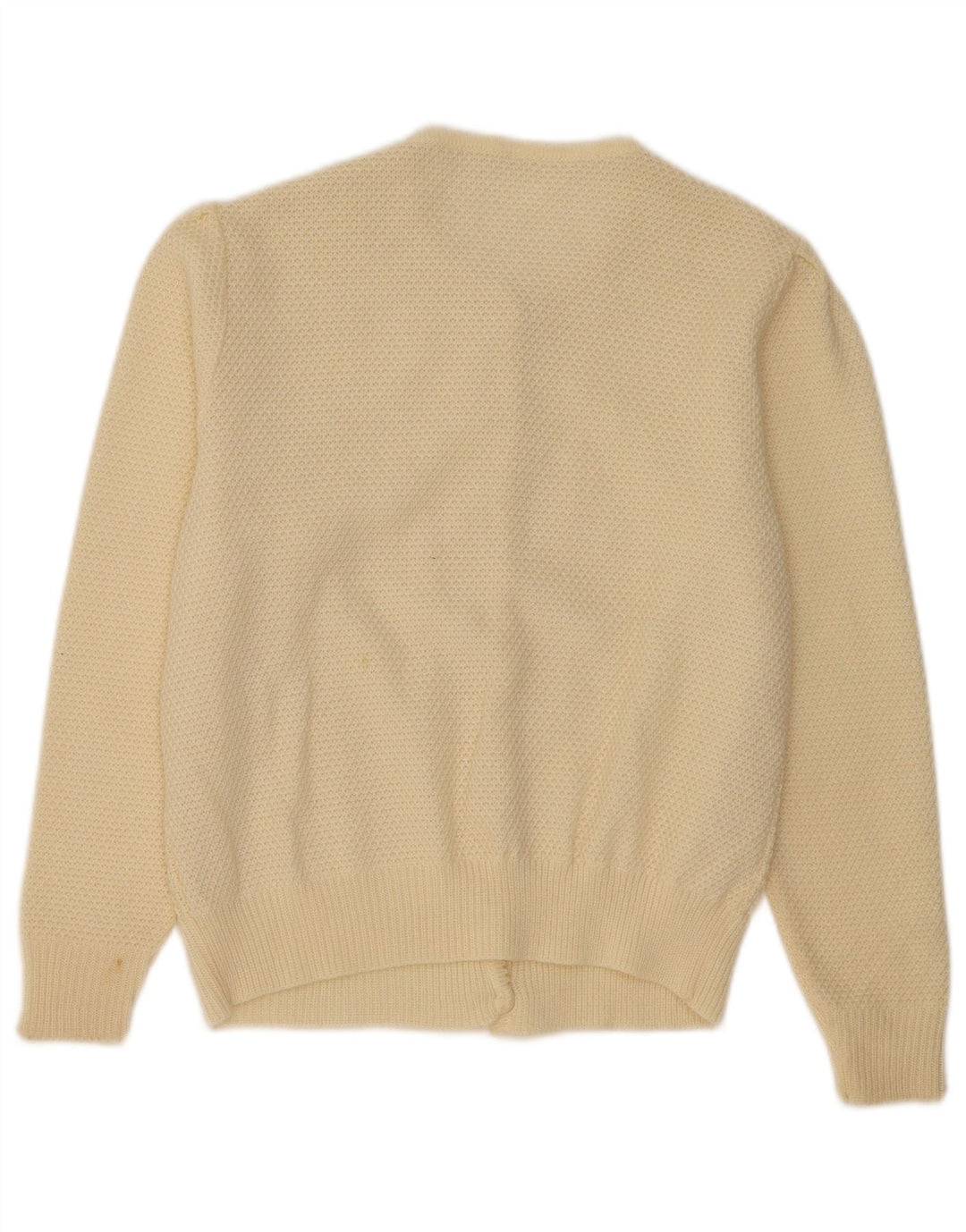Suéter Cardigan Feminino Vintage UK 14 Médio Bege