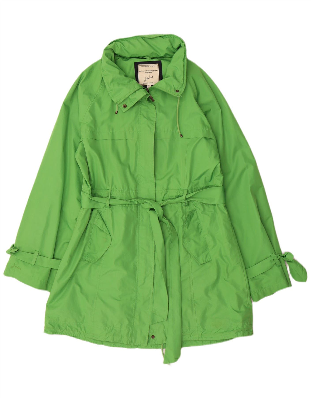 Trench Coat feminino Joules UK 14 grande poliéster verde