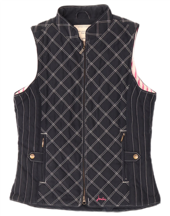 Gilet feminino acolchoado Joules UK 10 pequeno azul marinho argyle/poliéster diamante