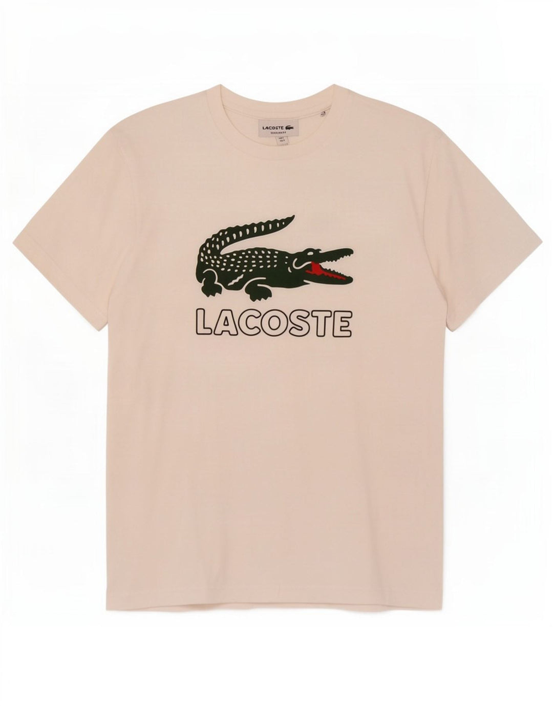 Camiseta masculina Lacoste Regular Fit gráfica tamanho superior 3 pequeno branco