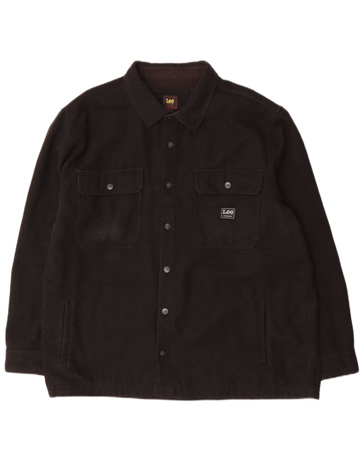 Lee Camiseta masculina de flanela 2XL de lã preta