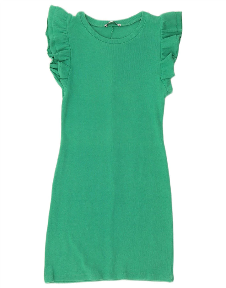 Vestido bainha feminino Zara Reino Unido 12 verde médio