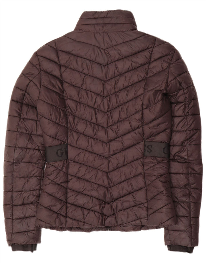 Jaqueta feminina acolchoada gráfica Guess UK 10 pequena poliéster preta