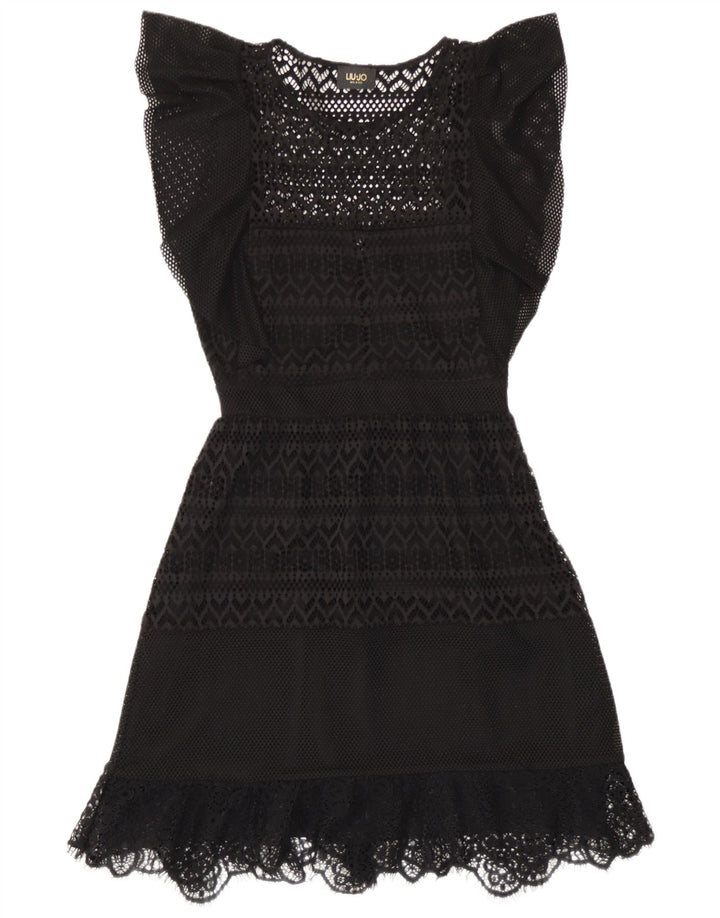 Liu Jo Vestido feminino de crochê linha A IT 42 poliéster preto médio