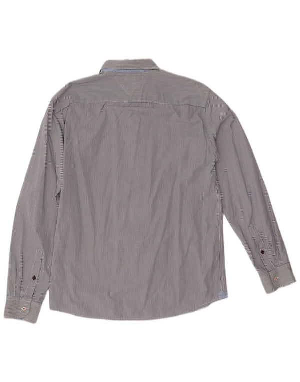 Camisa masculina Tommy Hilfiger vintage fit grande algodão listrado azul