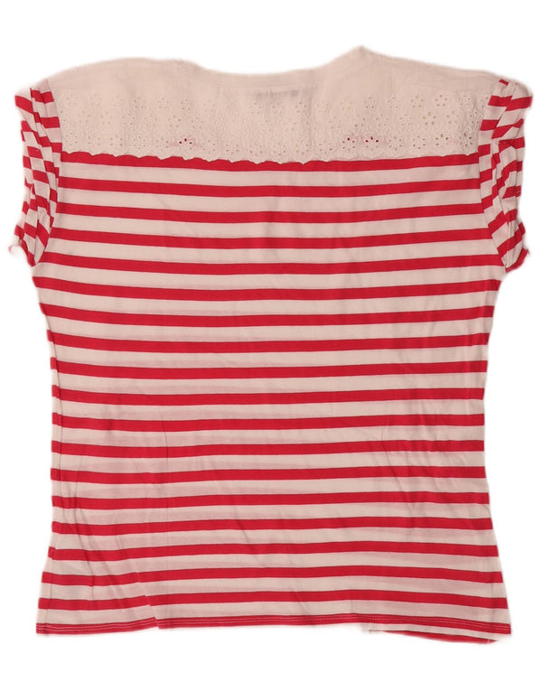 Camiseta feminina Liu Jo Top UK 14 algodão listrado rosa médio