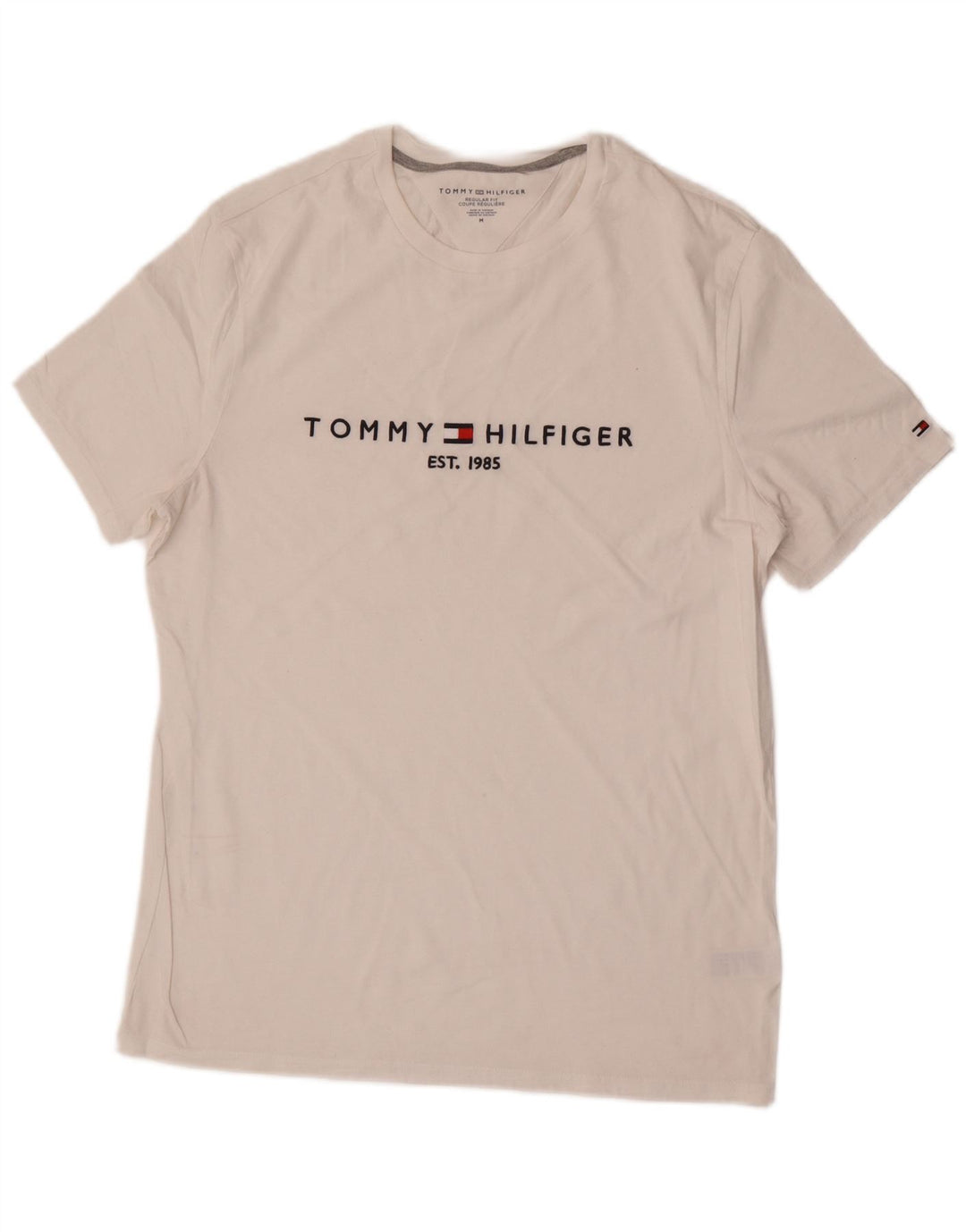 Camiseta masculina Tommy Hilfiger Regular Fit Top Médio Algodão Branco