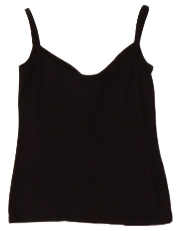 LACOSTE Womens Cami Top UK 8 Pequeno Algodão Preto