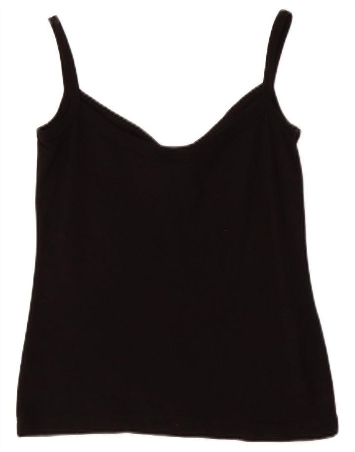 LACOSTE Womens Cami Top UK 8 Pequeno Algodão Preto